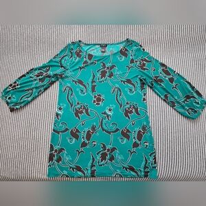Ann Taylor green floral top size M